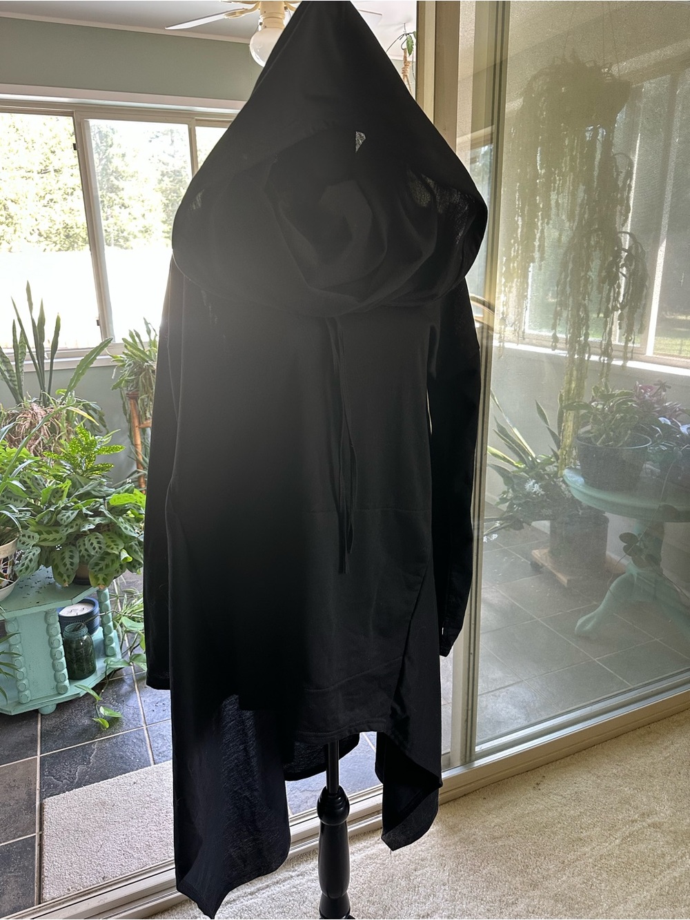 Black Hooded Asymmetrical Women's Cloak Jacket.. Great for Costume!
